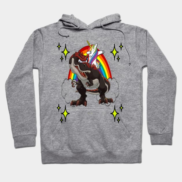 Unicorn riding a T-rex Dinosaur T Shirt Hoodie by Xizin Gao